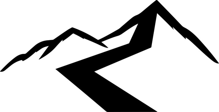 Black mountain range icon vector