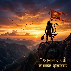 Naklejka na ściany i meble Shree Hanuman Janmotsav Hindi Greeting Poster with Blessings