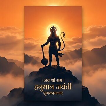 Shree Hanuman Janmotsav Hindi Greeting Poster with Blessings