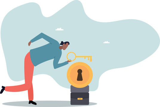 Financial key success, unlock secret reward for investment opportunity, wealth solution to make money and gain profit.human life and situation.