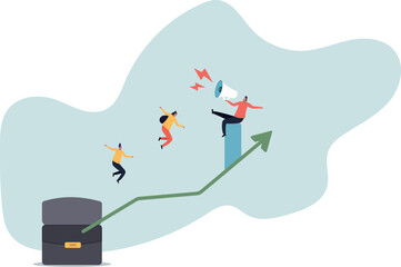 Obraz premium Motivate employee, career improvement or inspiration for self development to success in work, motivation or advice for business growth,human life and situation.