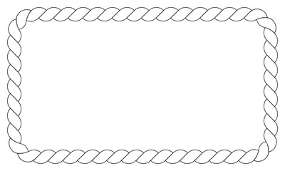 Twisted rope rectangular frame border isolated on transparent background © PP_Maker