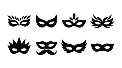 Obraz premium Different hacker mask silhouette isolated, vector illustration set of iconic hacker and anonymous masks, flat and minimal style for cybersecurity, digital privacy, and hacker-themed designs.