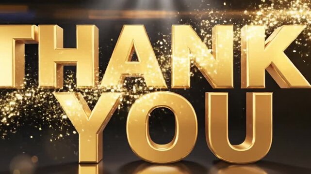 Golden thank you message board.