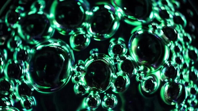Blue green liquid bubbles macro abstract fluid loop
