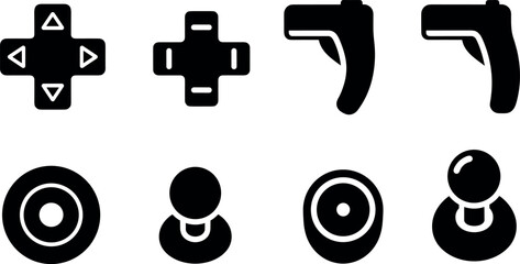 Fototapeta premium A set of black gaming icons on a plain white background