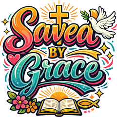 Fototapeta premium CHRISTIAN Trendy Tshirt Design SVG - Bible Verse t shirts design, Calligraphy t shirt design, Hand drawn lettering phrase, Isolated on white background, svg Files for Cutting Cricut and Silhouette