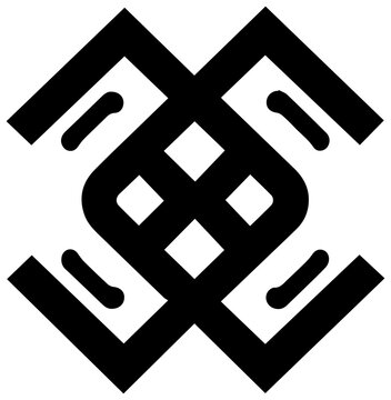 Bold black bluetooth logo forming abstract symbol with geometric shapes on white background