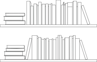 Two shelves with books stacked in various orientations bookshelves library © MstFerdausi