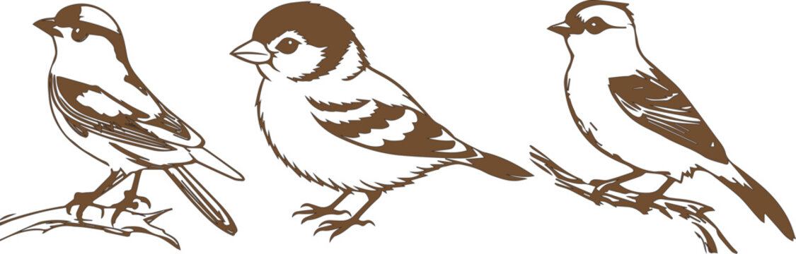 sparrow vector illustration style flat silhouette