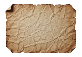 Fototapeta premium A crumpled aged paper texture with torn edges on transparent background