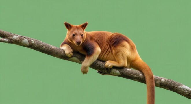 Relaxed Malayan Sun Bear Resting on Tree Branch in Natural Habitat