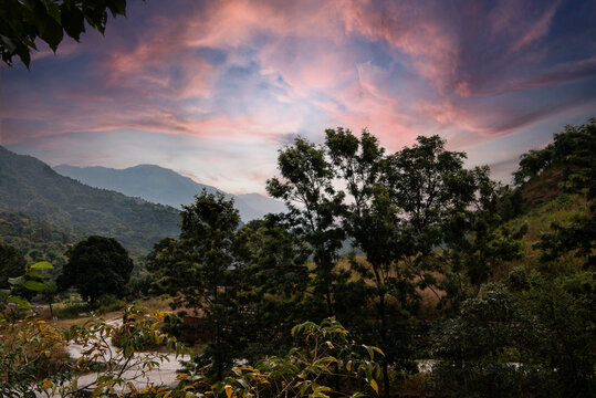 sunset in the mountains