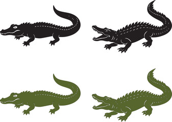 Fototapeta premium crocodile silhouettes black and coloured 