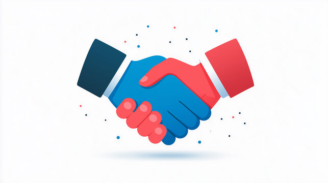 Handshake between two people in business partnership or agreement with colorful illustration
