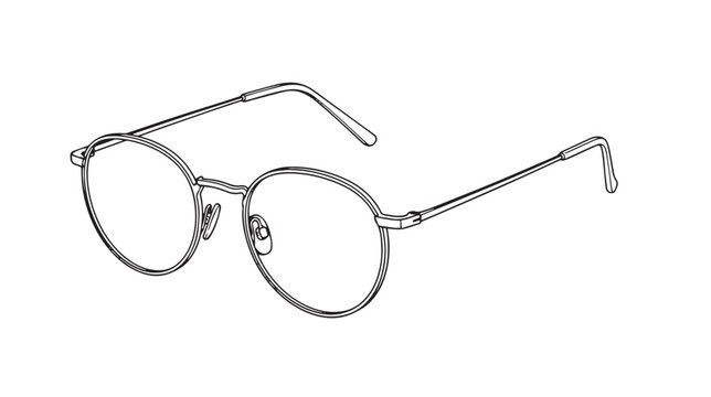 A simple black and white line drawing of round frame glasses isolated on a plain white background
