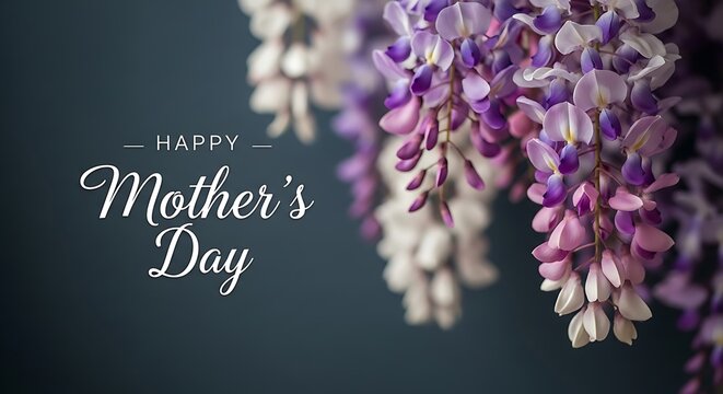 Happy mother's day greeting with beautiful purple and pink flowers a heartfelt tribute to all loving moms