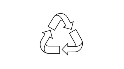 Obraz premium A simple black and white line art illustration of the universal recycling symbol on white background