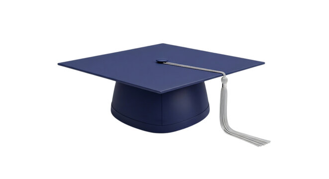 Academic dark blue graduation cap with tassel isolated on white background for education transparent background