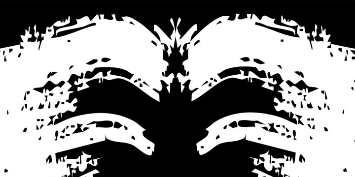 Abstract Black and White Symmetrical Tribal Inkblot Pattern