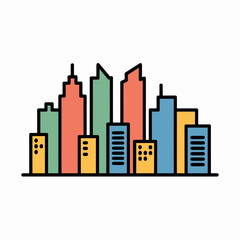 Fototapeta premium Colorful City Skyline with Modern Buildings