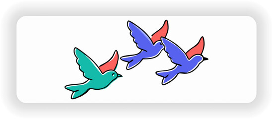 Naklejka premium Cute abstract bird characters in motion minimal design