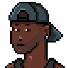 Fototapeta premium Vector Pixel Art Userpic of Man in Snapback