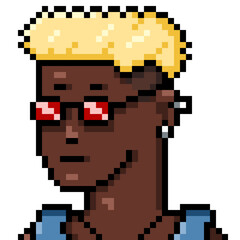 Fototapeta premium Vector Pixel Art Black Man with Blond Hair