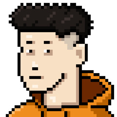 Obraz premium Vector Pixel Art Character - Young Man in Hoodie