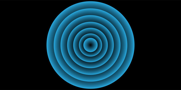 Sound wave. Signal concentric circle. Round light effect. Wifi range. Radio station signal. Water ripple with circle waves. A place or a painful point. Radar screen. Vector effect.