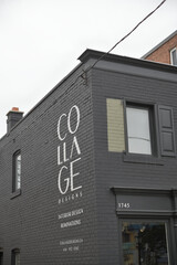 Naklejka premium exterior building and mural sign outside Collage Designs, an interior designer, located at 1745 Bayview Av, East York, Toronto