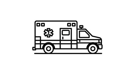 Simple line drawing of an ambulance vehicle a crucial emergency service silhouette © Jewel