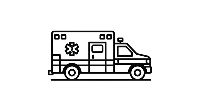Simple line drawing of an ambulance vehicle a crucial emergency service silhouette