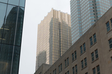 Obraz premium abstract architectural styles incl gold tinted windows of Royal Bank Plaza, TD Tower (Brookfield Place), Toronto