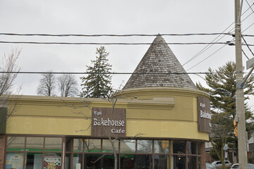 Fototapeta premium exterior building and sign of Epi Bakehouse, a bakery, located at 1526 Bayview Av, Toronto