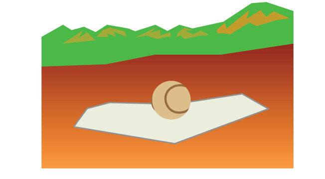 Baseball at Home Plate with mountains in the background