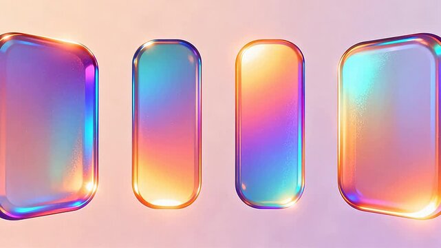 Colorful glass shapes on gradient background
