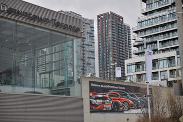 Fototapeta premium sign on the exterior of Audi Downtown located at 328 Bayview Av,