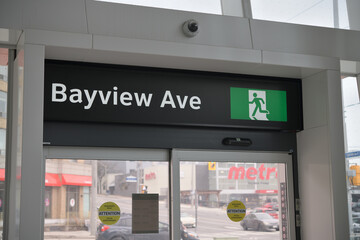 Fototapeta premium interior view of Leaside Station, Eglinton Line 5, located at Bayview Av and Eglinton Av E, Toronto