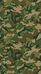 Fototapeta premium Patrón de camuflaje militar en tonos verdes y marrones. Fondo repetitivo ideal para textil, diseño táctico o gráficos militares. 