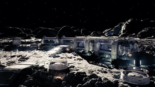 visitor observation deck overlooking lunar plains with panoramic windows, viewing platforms and pathways connecting hospitality module and research exhibits,