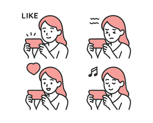 Fototapeta premium Social Media Like Reaction Cartoon Characters Engagement Concept