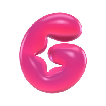 3D glossy pink gummy jelly bubble letter G