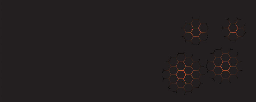 Sophisticated abstract background featuring clusters of bronze and copper hexagonal grids on a deep black backdrop. illustration