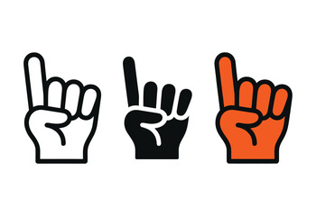 Obraz premium Three cartoon hands with index fingers raised in different colors