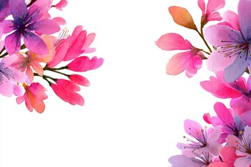 Fototapeta premium Vibrant watercolor pink sakura blossoms on white background
