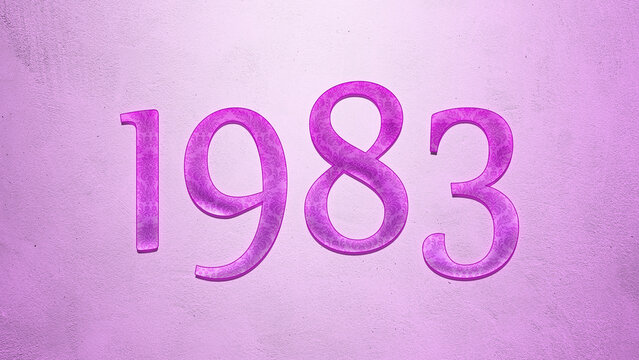 Purple text effect of number 1983 on light background.