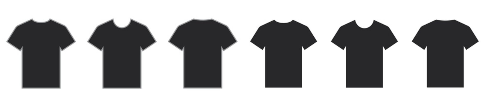 Black t shirt clipart t-shirt logo icon front and back png set on transparent background for mockup template blank outline silhouette illustration