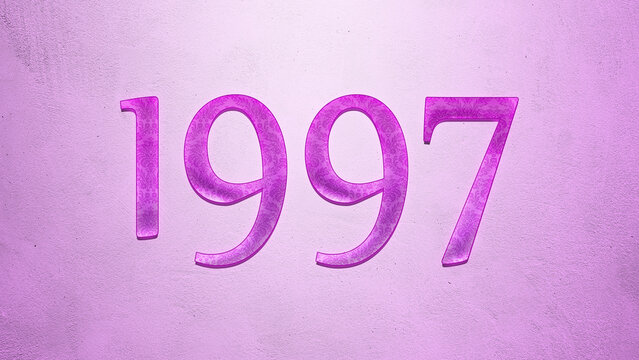 Purple text effect of number 1997 on light background.