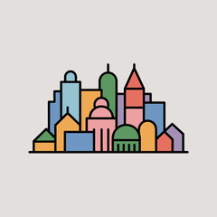 Obraz premium Colorful City Skyline with Various Buildings